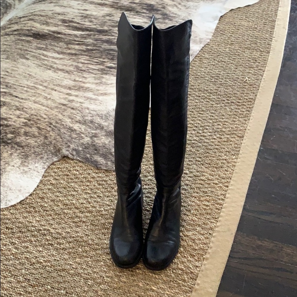 Stuart Weitzman 50/50 Black Leather Boots